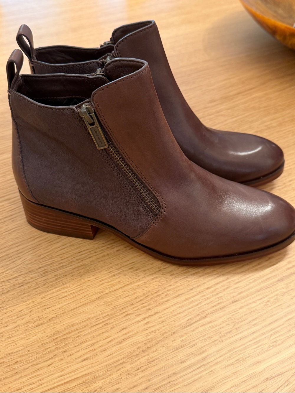 Cole Haan Leather Side-Zip Ankle Boots in Brown